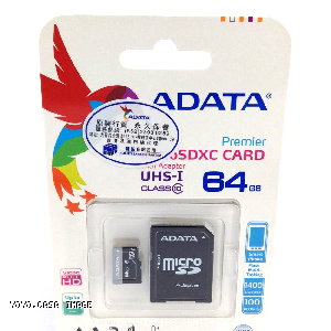 YOYO.casa 大柔屋 - ADATA 64GB Micro SDHC Card with Adapter-Class10-UHS-1,AD-MC-SD64GB-10-U 