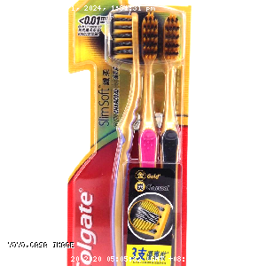YOYO.casa 大柔屋 - Colgate Slim Soft Gold Charcoal Toothbrush Ultra Soft,3pcs 