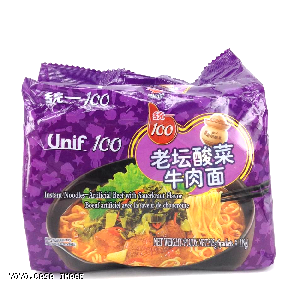 YOYO.casa 大柔屋 - Unif Instant Noodles Artificial Beef With Sauerkraut Flavor,5*119g 